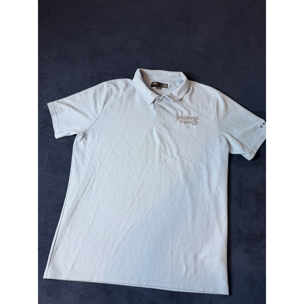 Oakley Longwood Region Polo Shirt Mens Medium Baby Blue Hydrolix Short Sleeve